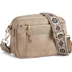 Telena Women light Brown Vegan Leather Shoulder Handbags With Adjustable Strap